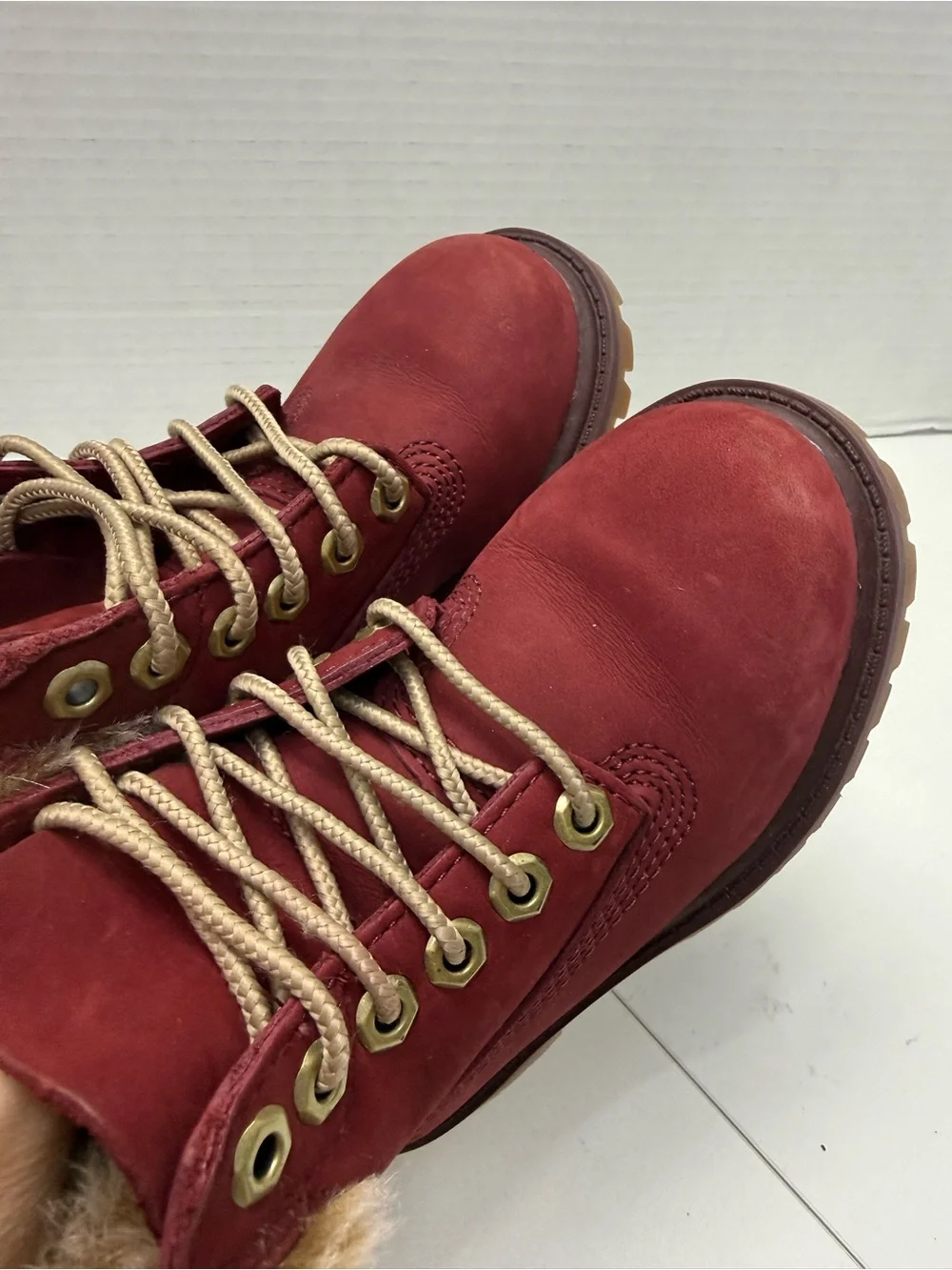 Timberland burgundy  topped boots Toddler girls sz 9